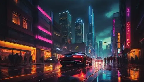 futuristic,cyberpunk,futuristic landscape,futuristic car,neon arrows,cityscape,3d car wallpaper,brum,world digital painting,cybercity,merc,urban,car wallpapers,polara,electric scooter,colorful city,autopia,lamborghini urus,mercedes eqc,hypermodern,Illustration,Retro,Retro 07