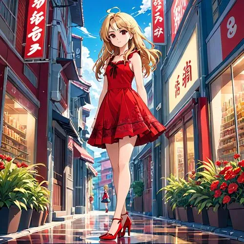 asuka langley soryu,anime japanese clothing,taiga,qipao,minako,man in red dress,Anime,Anime,Realistic