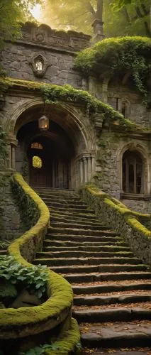 nargothrond,rivendell,labyrinthian,winding steps,stone stairway,stone stairs,theed,lotronex,hobbiton,gordon's steps,escalera,elves country,escaleras,moss landscape,stairs,hobbit,stairway,labyrinth,staircase,witch's house,Illustration,Children,Children 05