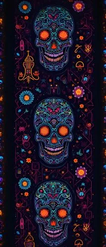 sugar skull,tapestry,day of the dead frame,huichol,day of the dead icons,sugar skulls