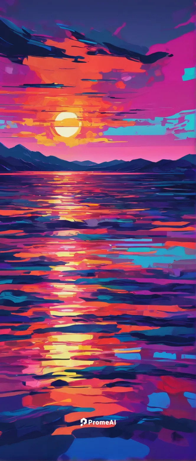 Create a poem capturing the vibrant colors of a sunset reflecting on water.,evening lake,coast sunset,lake,calm water,colorful water,waterscape,afterglow,water scape,sea landscape,calm waters,ocean,bo