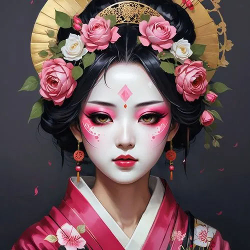 geisha,geisha girl,geiko,oiran,maiko,kommuna,Illustration,Realistic Fantasy,Realistic Fantasy 07