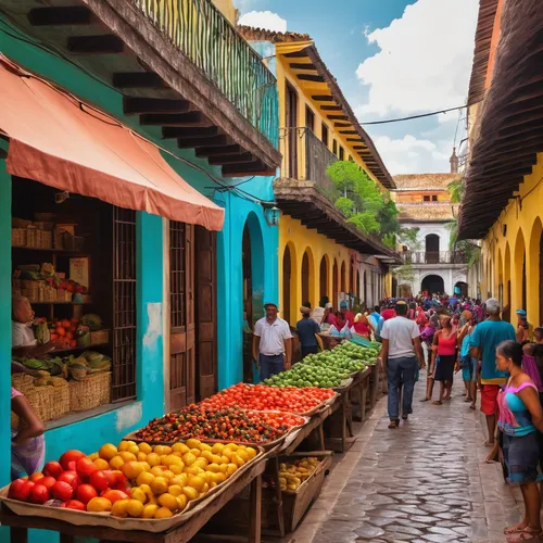 city unesco heritage trinidad cuba,antigua guatemala,nicaraguan cordoba,fruit market,spice market,colorful city,latin american food,zona colonial,marketplace,santiago di cuba,antigua,old havana,cartagena,colombia,guanajuato,haiti,vegetable market,the market,honduras lempira,altos de chavon village,Art,Classical Oil Painting,Classical Oil Painting 30