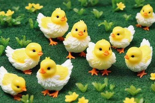 Describe a sunny meadow filled with cute baby chicks chirping and hopping around joyfully.,ducklings,chicks,flock of chickens,baby chicks,easter background,flock,fry ducks,rubber ducks,ducks,hatching 