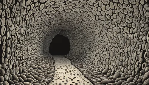 catacombs,hollow way,wall tunnel,tunnel,cave,trypophobia,air-raid shelter,vaulted cellar,cellar,railway tunnel,underground,maze,canal tunnel,cave tour,lava tube,passage,hollow blocks,slide tunnel,basement,charcoal kiln,Illustration,American Style,American Style 15