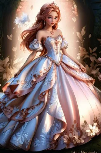 luxury,rosegold,fairy tale,princess,a beautiful woman dressed in a gown by itself,margaery,rosa 'the fairy,margairaz,white rose snow queen,fairy tale character,fairy queen,Conceptual Art,Fantasy,Fanta