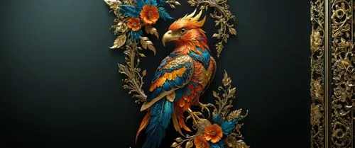 art nouveau frame,amano,an ornamental bird,png sculpture,alebrije,ornamental bird,pintados,baroque angel,phoenix rooster,polychromed,glass painting,art nouveau frames,copper frame,patung garuda,the mirror,khora,garuda,bodypainting,murano,decorative figure