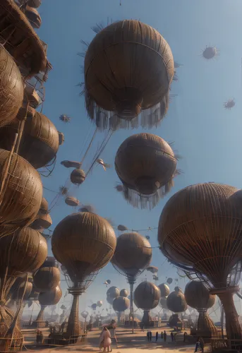 airships,mushroom landscape,flying seeds,wastelands,homeworlds,mushroom island,dirigibles,mandelbulb,cryengine,alien planet,alien world,airship,homeworld,morrowind,oddworld,cloud atlas,futuristic land