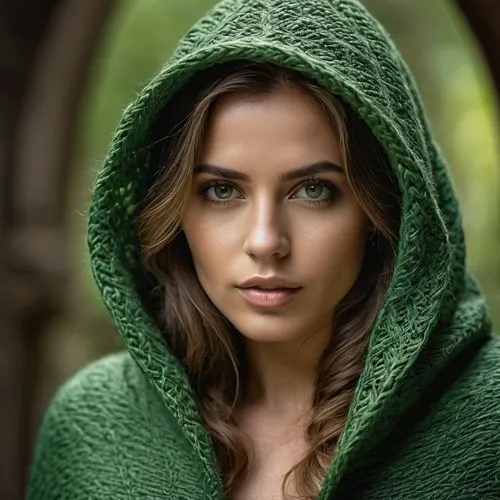 hooded,irish,in green,irishwomen,cloak,green eyes,green jacket,petrova,little red riding hood,irishwoman,red riding hood,cloaked,hoodie,girl in cloth,green dress,olesya,young woman,mystical portrait of a girl,kahlan,elven,Photography,General,Natural