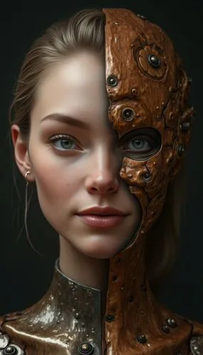 humanoid,plastinated,gingerbread girl,xeroderma,automaton,melanosis