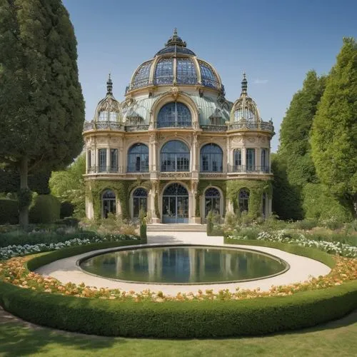 brodsworth,palm house,palace garden,jardiniere,marble palace,conservatory,sanssouci,cliveden,the palm house,palladianism,bahai,water palace,dolmabahce,schlossgarten,garden elevation,villa balbianello,ritzau,botanique,mainau,arcadia,Illustration,Paper based,Paper Based 15