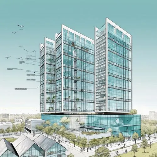 a building,a drawing shows a view of a large building with many windows,europan,renderings,capitaland,overdevelopment,redevelop,mvrdv,Unique,Design,Infographics