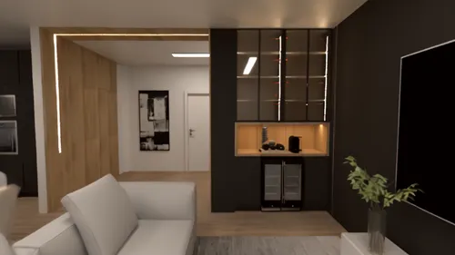 3d rendering,interior modern design,render,modern room,dark cabinetry,modern decor,modern kitchen interior,search interior solutions,room divider,shared apartment,kitchen design,apartment,interior design,3d render,hallway space,3d rendered,contemporary decor,interior decoration,smart home,modern living room