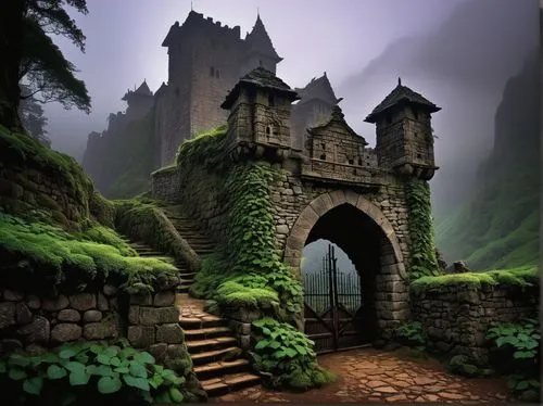 fairytale castle,fairy tale castle,ghost castle,haunted castle,castle ruins,castle of the corvin,medieval castle,ruined castle,castle keep,witch's house,dracula castle,knight's castle,castle,castles,castel,fantasy picture,fantasy landscape,fortresses,eltz,rivendell,Art,Classical Oil Painting,Classical Oil Painting 14