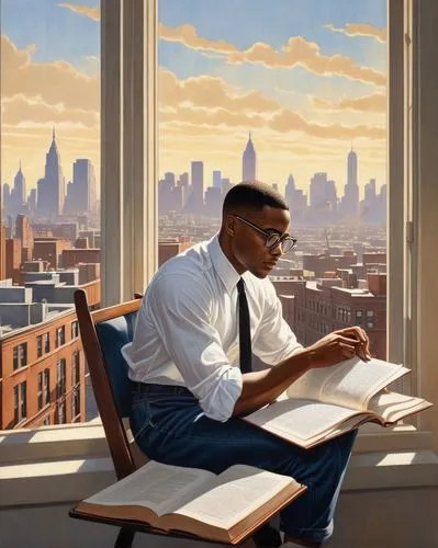 nas,malcolmx,schomburg,nasir,black businessman,strayhorn,rockwell,highsmith,gza,jasinski,mcquarrie,harlem,malcolm,benton,bookman,thurgood,wynton,polemarch,oil on canvas,study room,Illustration,Realistic Fantasy,Realistic Fantasy 21