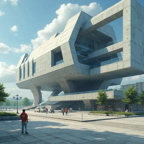 futuristic art museum,morphosis,futuristic architecture,autostadt wolfsburg,arcology,safdie