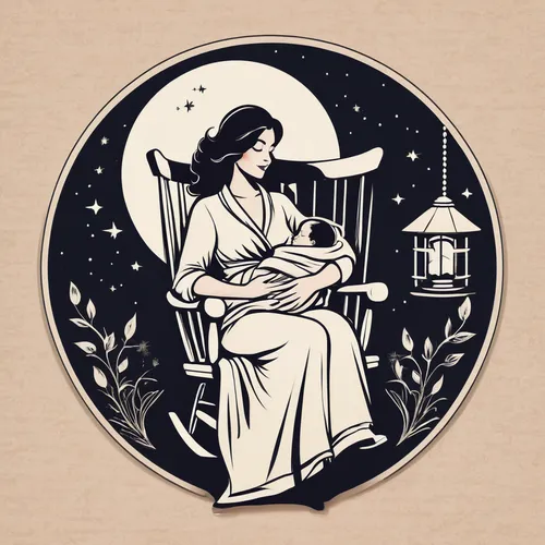 pregnant woman icon,kate greenaway,capricorn mother and child,fairy tale icons,star mother,decorative rubber stamp,breastfeeding,nativity,holy family,nursery,motherhood,the cradle,mother-to-child,breast-feeding,vintage lantern,birth sign,first advent,christ child,maternity,changing table,Unique,Design,Logo Design