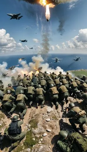 sturmovik,military operation,wargame,artillerymen,detonations,peleliu,Photography,General,Natural