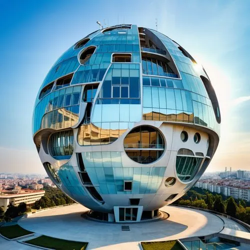 perisphere,spherical image,glass sphere,big marbles,futuristic architecture,ball cube,primosphere,blavatnik,morphosis,technosphere,glass ball,hemispherical,evagora,globe,prism ball,hemispheric,spherion,cubic house,musical dome,spherical,Photography,General,Realistic