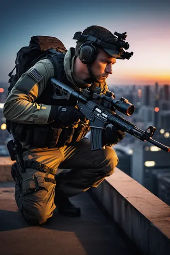 sniper,drone operator,ballistic vest,rifleman,vigil,swat,m4a1 carbine,call sign,mercenary,shooter game,tactical flashlight,tactical,night watch,assault rifle,man holding gun and light,grenadier,special forces,above the city,the sandpiper combative,dissipator,Photography,Artistic Photography,Artistic Photography 10