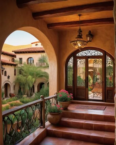 spanish tile,entryway,breezeway,hacienda,entryways,palmilla,archways,courtyards,moroccan pattern,riad,patios,patio,courtyard,marrakesh,front porch,inside courtyard,stucco wall,gold stucco frame,porch,stucco frame,Art,Artistic Painting,Artistic Painting 49