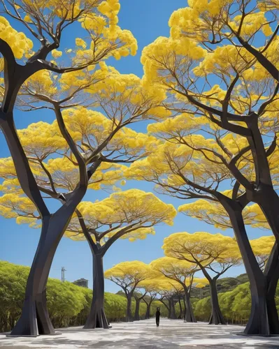 In a sci-fi future, tabebuia trees are the key to saving humanity. Write a dialogue between two scientists discussing their potential.,golden trumpet trees,jacaranda trees,tree grove,dead vlei,adanson