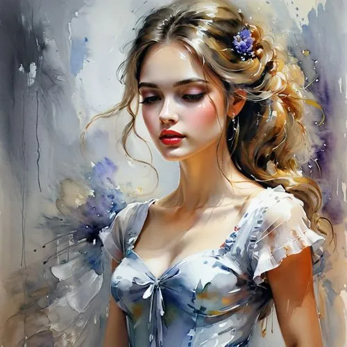 donsky,mystical portrait of a girl,art painting,young woman,yuriev,evgenia,young girl,dmitriev,behenna,vanderhorst,etty,jeanneney,margaery,girl portrait,heighton,nestruev,fantasy art,photo painting,romantic portrait,beguelin,Illustration,Paper based,Paper Based 11