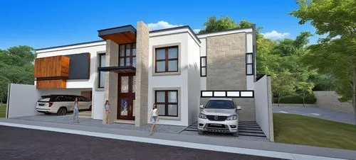 3d rendering,sketchup,modern house,residential house,duplexes,two story house,Photography,General,Realistic