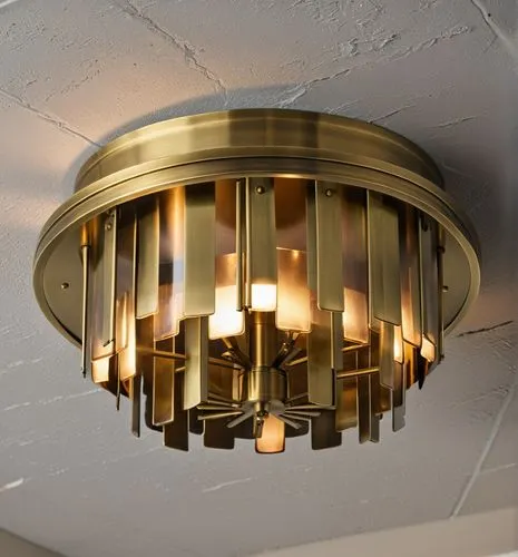 brass plate flush mount finish in antique brass,a chandelier is hanging from a ceiling,ceiling light,ceiling lamp,halogen bulb,ceiling lighting,wall light,sconce,halogen light,halogen spotlights,ensco