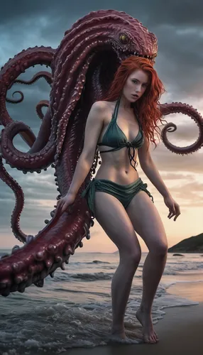 medusa gorgon,kraken,medusa,tentacles,tentacle,merfolk,photoshop manipulation,octopus,cephalopod,gorgon,sea monsters,god of the sea,octopus tentacles,digital compositing,cephalopods,image manipulation,siren,pink octopus,the people in the sea,photomanipulation,Conceptual Art,Fantasy,Fantasy 13