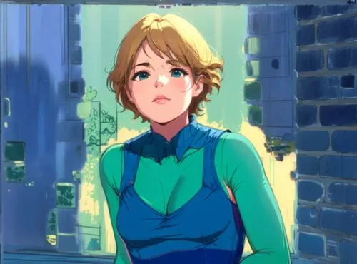 sleeveless heart shaped slipped tube dress, layered short pixie hair, brown, kristin kreuk, sleeveless, low cut cleavage,an anime character in a room looking up,darjeeling,nausicaa,kamille,minako,rits