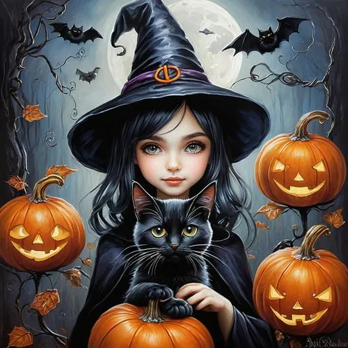 bewitching,samhain,witching,halloween illustration,halloween cat,halloween witch,Illustration,Abstract Fantasy,Abstract Fantasy 14