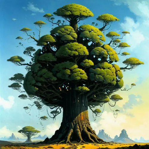 baobabs,mushroom landscape,baobab,mushroom island,tree mushroom,tree of life,Conceptual Art,Sci-Fi,Sci-Fi 08