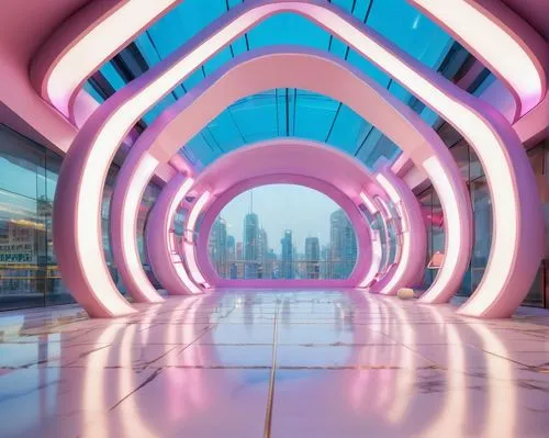 the dubai mall entrance,doha,dubai,futuristic landscape,futuristic art museum,cybercity,futuristic architecture,qatar,futuristic,dubai marina,hypermodern,tubular,electric arc,3d background,abu dhabi,lightwaves,dhabi,cyberview,spaceport,cyberscene,Illustration,Japanese style,Japanese Style 02