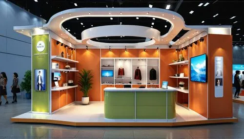 fashion exhibition stall design with solid background,sales booth,tradeshow,product display,tradeshows,communicasia,interdental,ceatec,expocosmetics,exhibitors,merchandizing,exhibitions,booth,escenari