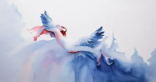 Passion Sexy Painting ,Naked Woman  Abstract Body Art Oil Painting,a painting of a pelican is shown with colored tones,watercolor bird,mononoke,bird painting,watercolor paint strokes,storks,white stor