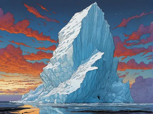 icebergs,iceberg,ice landscape,antarctic,ice planet,ice floe,ice floes,glacial melt,antarctica,glacier,sea ice,the glacier,ice castle,arctic ocean,glaciers,antartica,arctic,glacier tongue,water glace,ice wall,Illustration,American Style,American Style 03