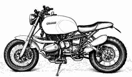 a drawing of a motorcycle parked in a parking lot,mignoni,guzzi,laverda,cafe racer,motorcycle,gilera,aermacchi,motorbike,sportbike,derbi,motoren,montesa,mtor,ducati,husqvarna,knuckle,race bike,cagiva,