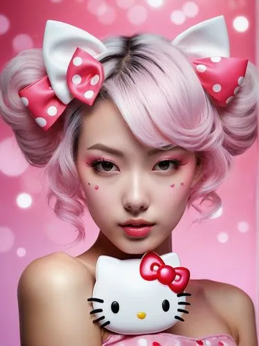 pink bow,doll cat,valentine pin up,pink cat,cat kawaii,japanese kawaii,valentine day's pin up,heart pink,pink ribbon,doll's facial features,japanese doll,cosmetic products,kawaii girl,kewpie doll,cute cartoon character,tumbling doll,realdoll,color pink white,artist doll,painter doll,Photography,Artistic Photography,Artistic Photography 06