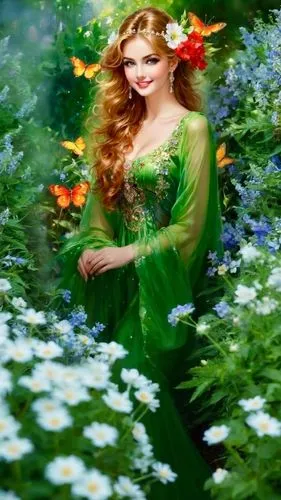 celtic woman,faery,faerie,garden fairy,titania,fairy queen,ophelia,fairie,rosa 'the fairy,flower fairy,lilly of the valley,celtic queen,seelie,girl in flowers,fantasy picture,splendor of flowers,girl in the garden,dryad,greensleeves,fairy