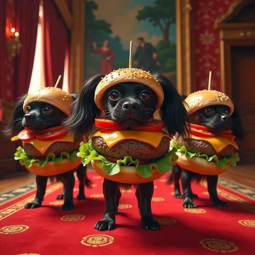 pugs,pug,hamburgers,animals play dress-up,cheeseburgers,french bulldogs