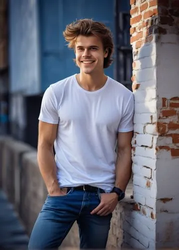 jeans background,male model,senior photos,white shirt,portrait background,lukas 2,austin stirling,alex andersee,bluejeans,austin morris,christian berry,portrait photography,ryan navion,young model istanbul,churro,premium shirt,brick wall background,brick background,man on a bench,photographic background,Conceptual Art,Sci-Fi,Sci-Fi 02