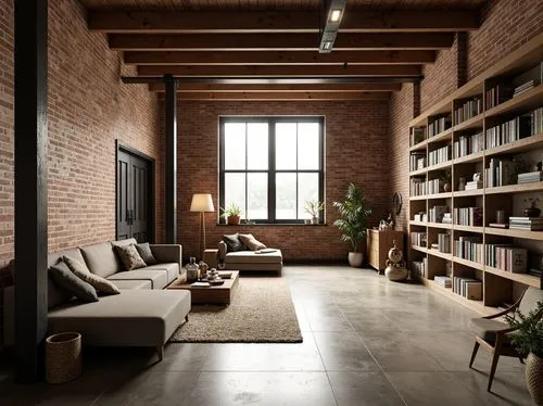 loft,bookshelves,bookcases,bookcase,reading room,minotti,bookshelf,lofts,book wall,shelving,livingroom,living room,cassina,associati,contemporary decor,home interior,brick house,great room,nook,shelves