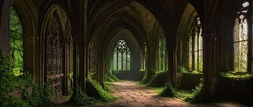 hall of the fallen,forest chapel,haunted cathedral,rivendell,corridors,doorways,hogwarts,passageway,labyrinthian,pathway,archways,the mystical path,forest path,cloister,nargothrond,the threshold of the house,hollow way,cathedrals,passage,the path,Art,Artistic Painting,Artistic Painting 36