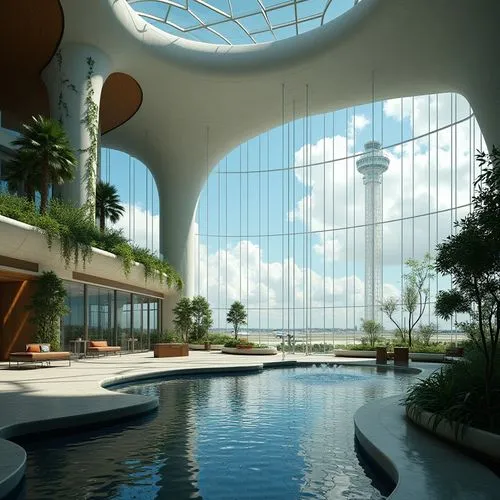 futuristic architecture,atriums,therme,conservatory,dubay,3d rendering,futuristic landscape,wintergarden,futuristic art museum,etfe,marina bay sands,roof top pool,garden by the bay,skylon,sky space concept,diamond lagoon,renderings,biodome,skywalks,atrium,Photography,General,Realistic