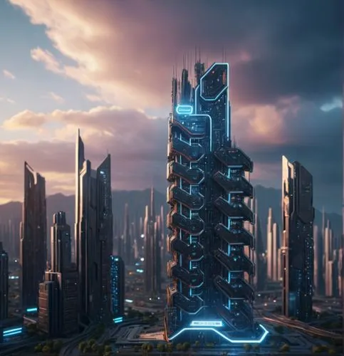 futuristic landscape,futuristic architecture,arcology,cybercity,skyscraper,sky space concept,cyberport,cybertown,futuristic,skycraper,the skyscraper,skyreach,sky apartment,megacorporations,megacorporation,skylstad,skyscrapers,metropolis,electric tower,ctbuh