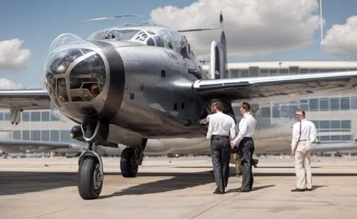 A Douglas XB-42 Medium Bomber , glazed nose, high wing, twin bubble cockpit canopies, pusher counter-rotating propellers,douglas dc-4,douglas dc-3,douglas dc-2,boeing 307 stratoliner,lockheed hudson,l