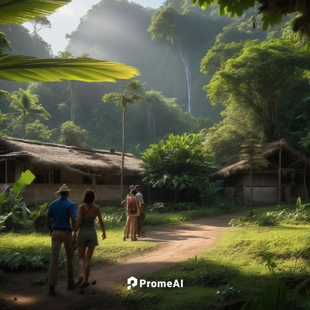 world digital painting,maya civilization,polynesia,forest workers,tropical jungle,animal kingdom,rainforest,hiking path,slave island,karst landscape,island residents,jungle,rain forest,moorea,maya cit