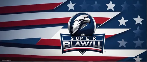 Create a Super Bowl logo with a patriotic theme, featuring stars and stripes.,superhero background,super bowl,owl background,desktop wallpaper,desktop background,stadium falcon,the fan's background,ap