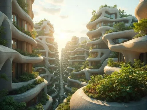 ecotopia,futuristic landscape,futuristic architecture,interlace,terraforming,terraformed,microdistrict,urban design,arcology,ecovillages,habitable,apartment block,topia,urbanworld,apartment blocks,suburbanized,virtual landscape,urban development,fractal environment,biopiracy,Photography,General,Realistic